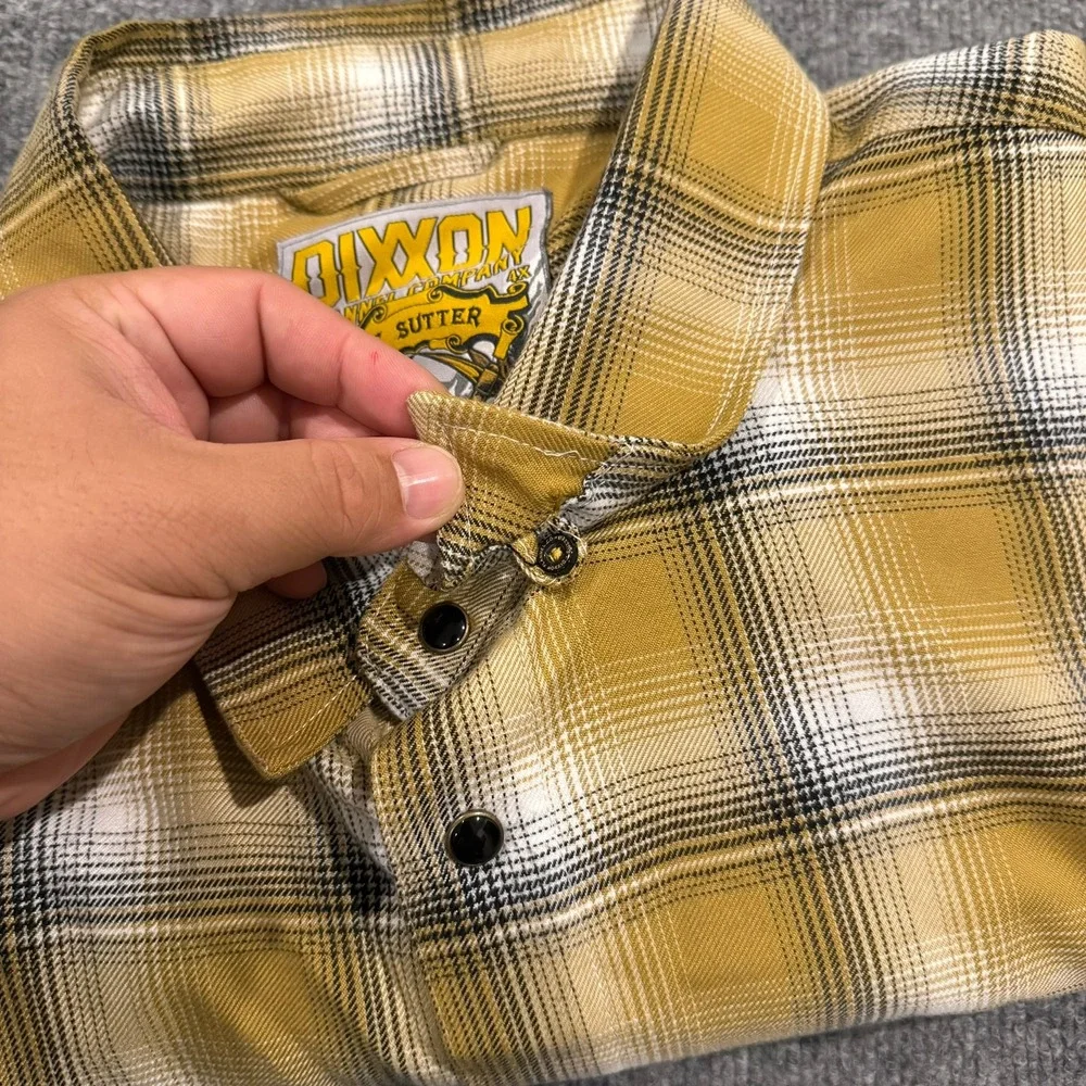 Dixxon Flannel The Sutter Mens 4X Yellow/gold Plaid Pearl Snap Closure